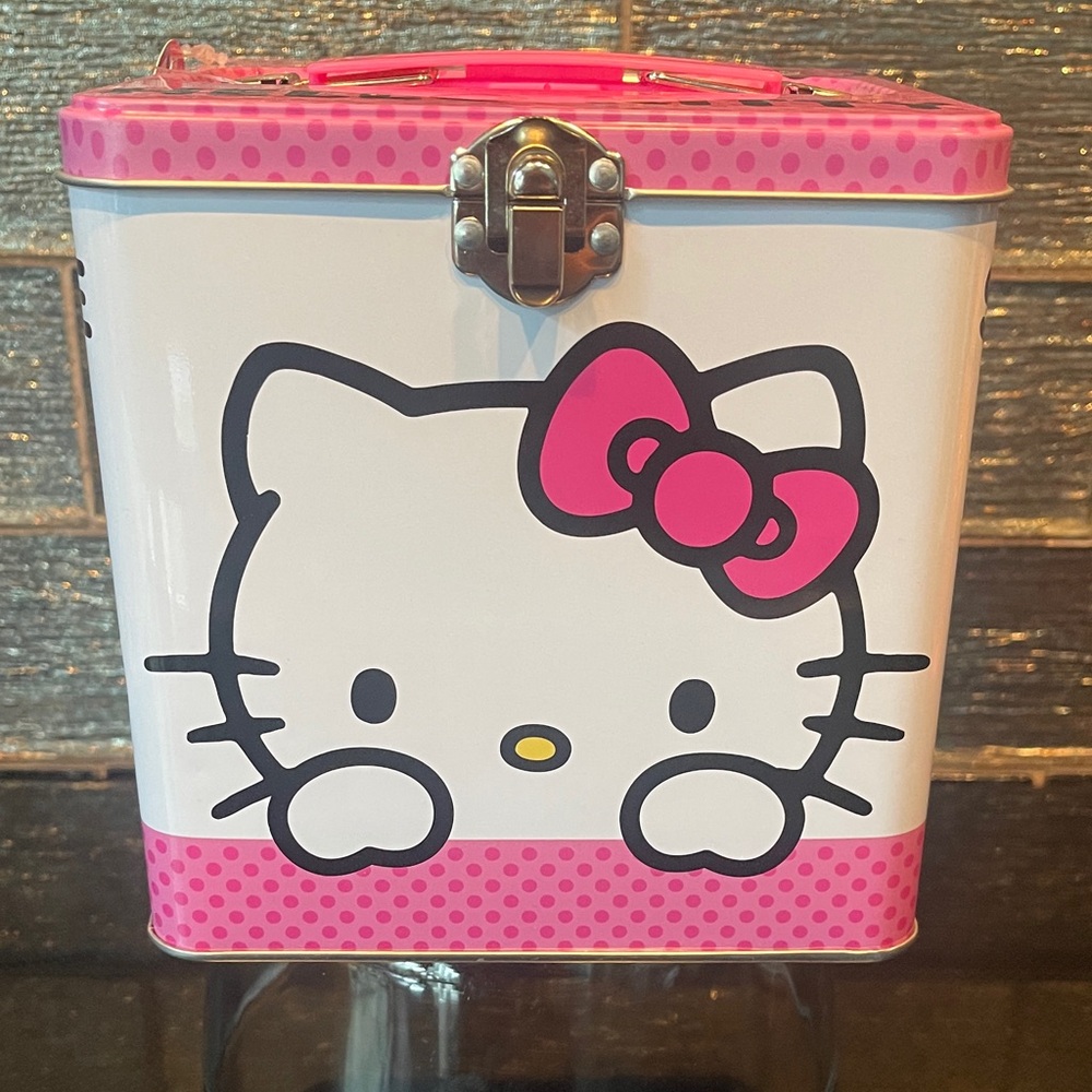 Hello Kitty Pink and White Square Metal Lunch Box